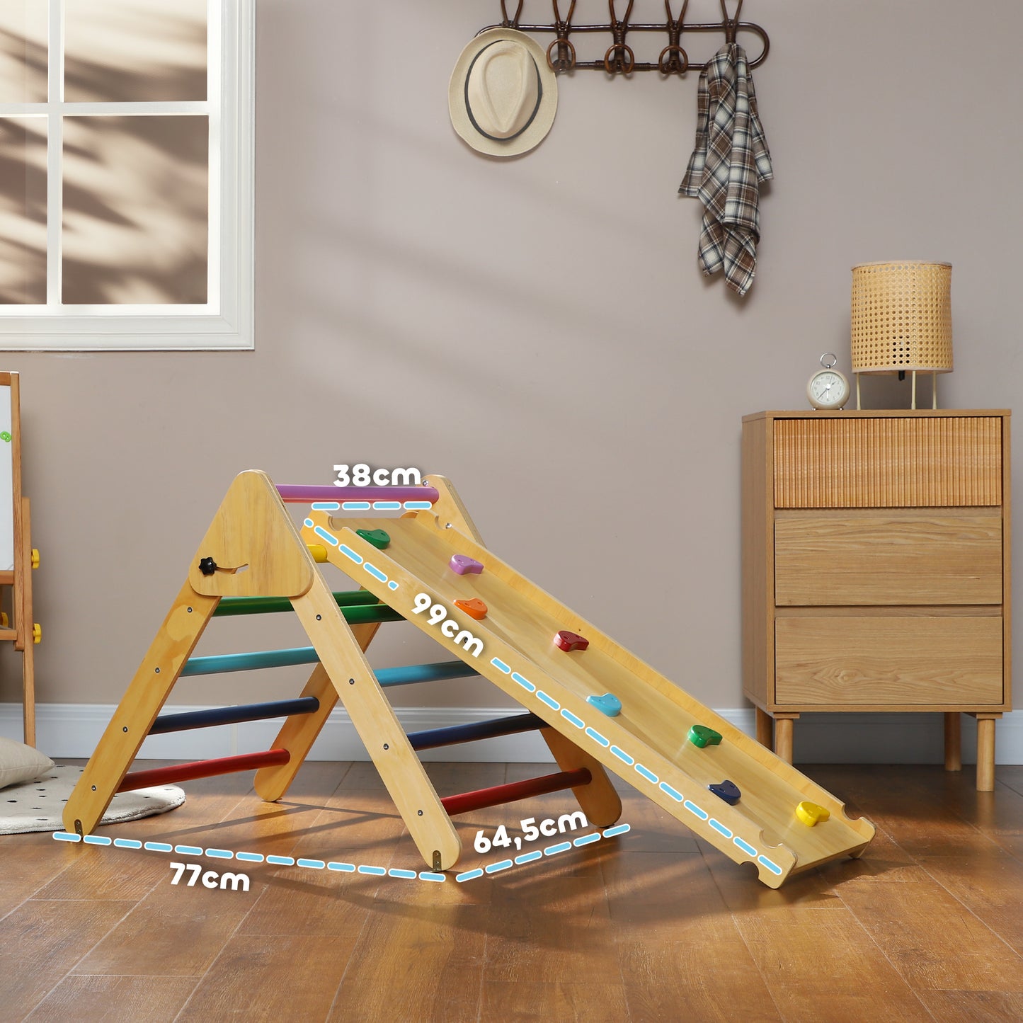 Aiyaplay Triángulo De Escalada De Madera 3 En 1 147x64,5x63 Cm Multicolor_2