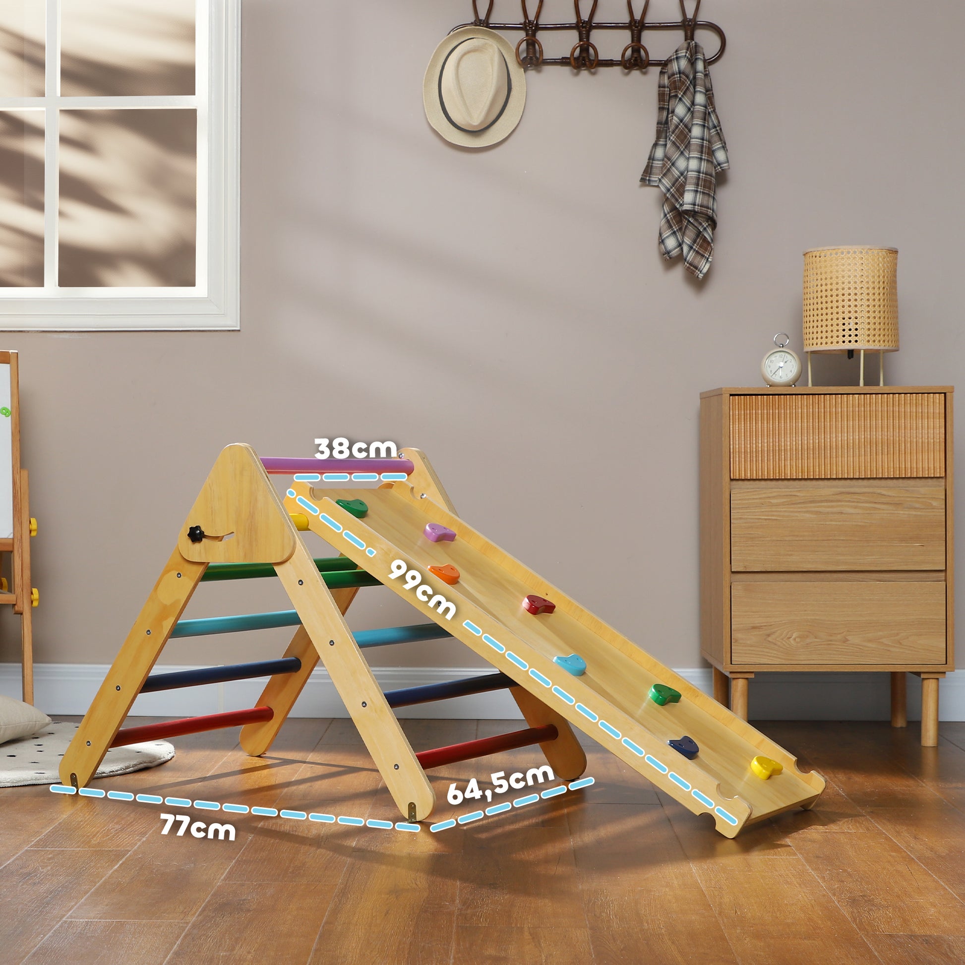 Aiyaplay Triángulo De Escalada De Madera 3 En 1 147x64,5x63 Cm Multicolor_2