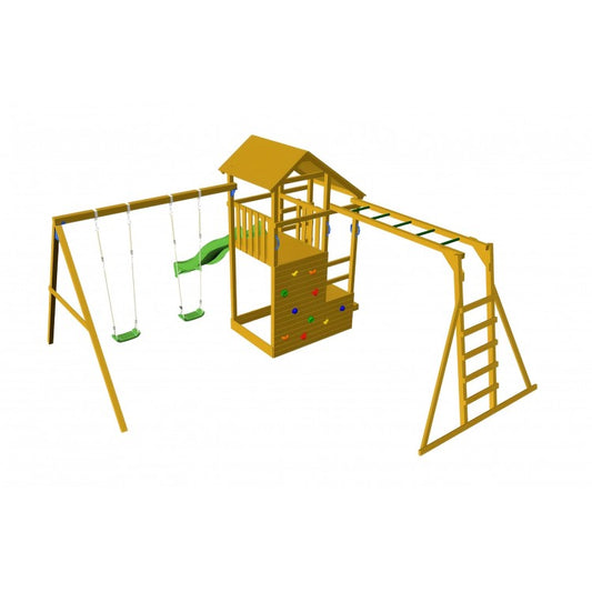 Parque Infantil Masgames Teide Xl Con Escalera De Mono Y Columpio Doble._0