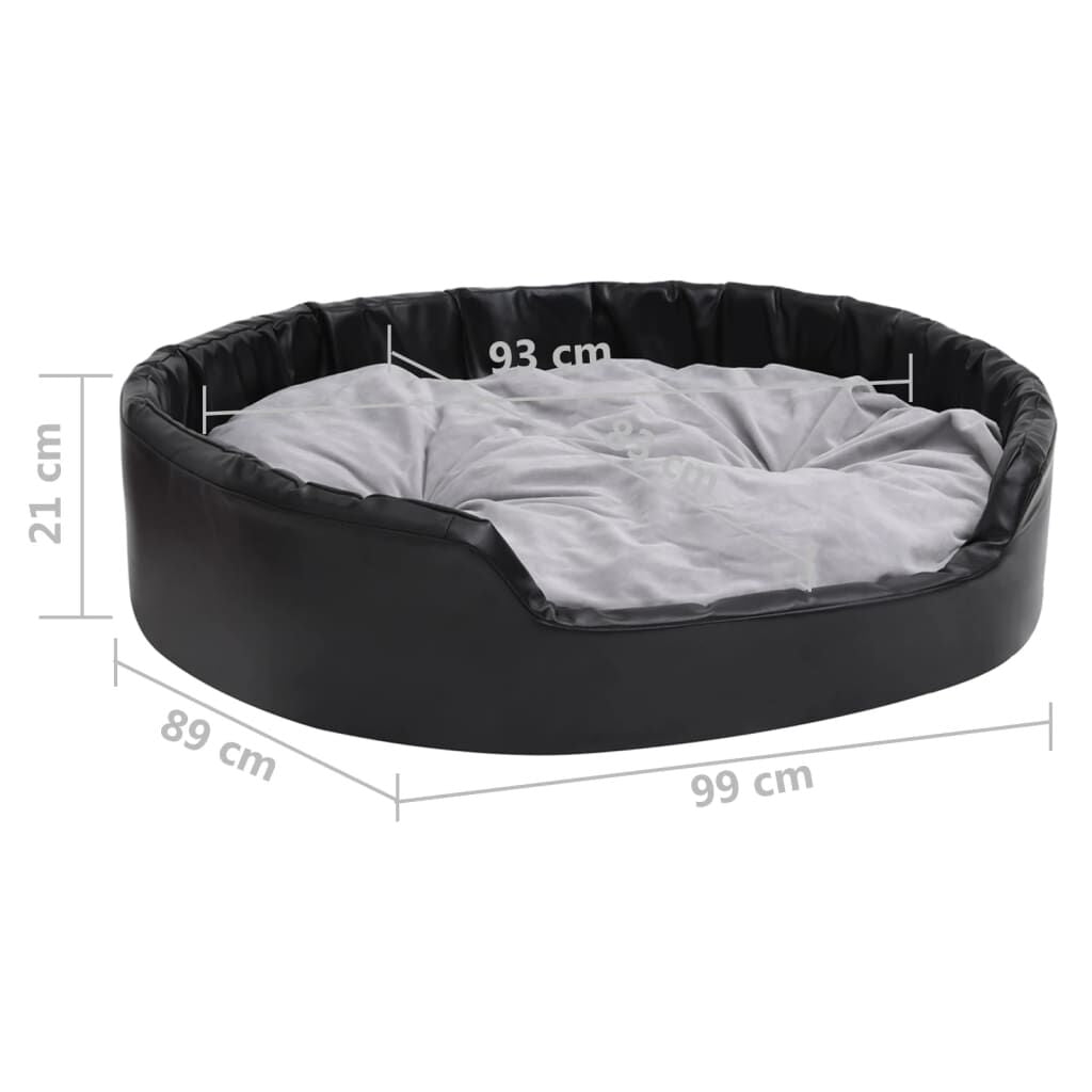 Vidaxl Cama Para Perros Felpa Y Cuero Sintético Negro Gris 99x89x21 Cm_2