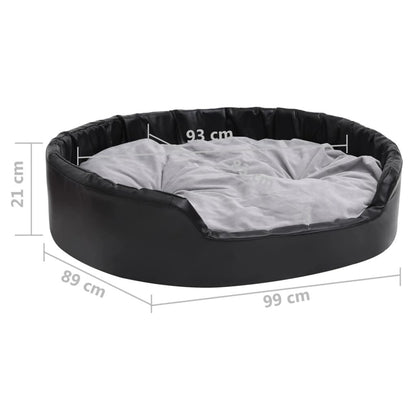 Vidaxl Cama Para Perros Felpa Y Cuero Sintético Negro Gris 99x89x21 Cm_2