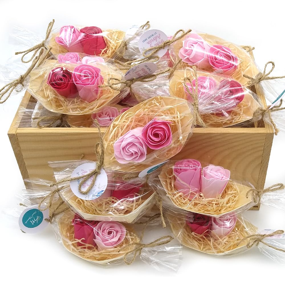 50 Barcas Con Flores Para Regalo Invitados (rosa) - Rosas De Jabón Para Baño Aromático. Detalle Original Para Eventos_0
