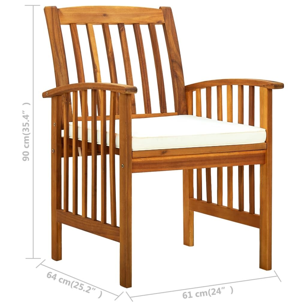Vidaxl Sillas De Comedor Jardín 3 Uds Con Cojines Madera Maciza Acacia_2