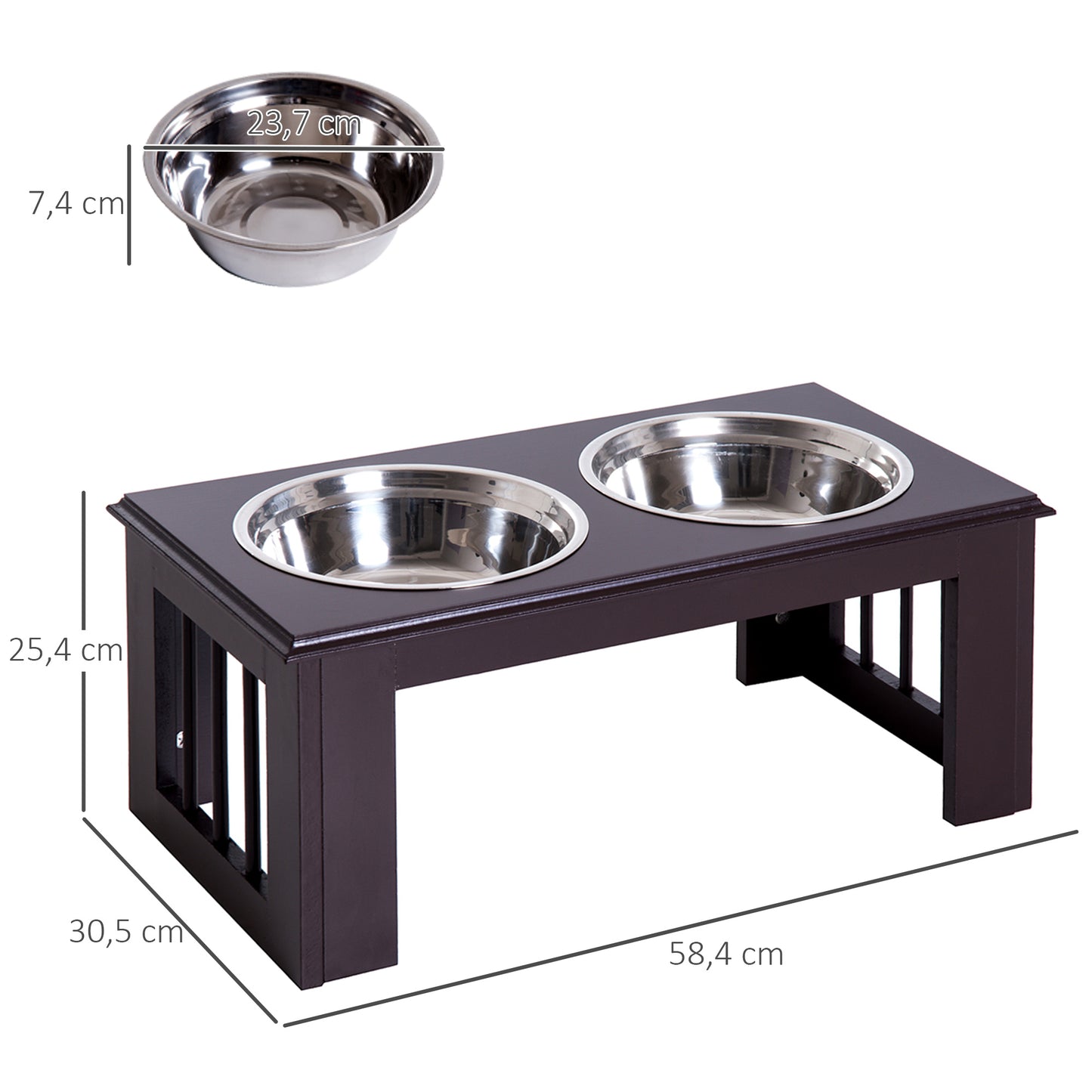 Pawhut Comedero Elevado Para Perros Con Soporte Y 2 Cuencos Extraíbles Acero_2