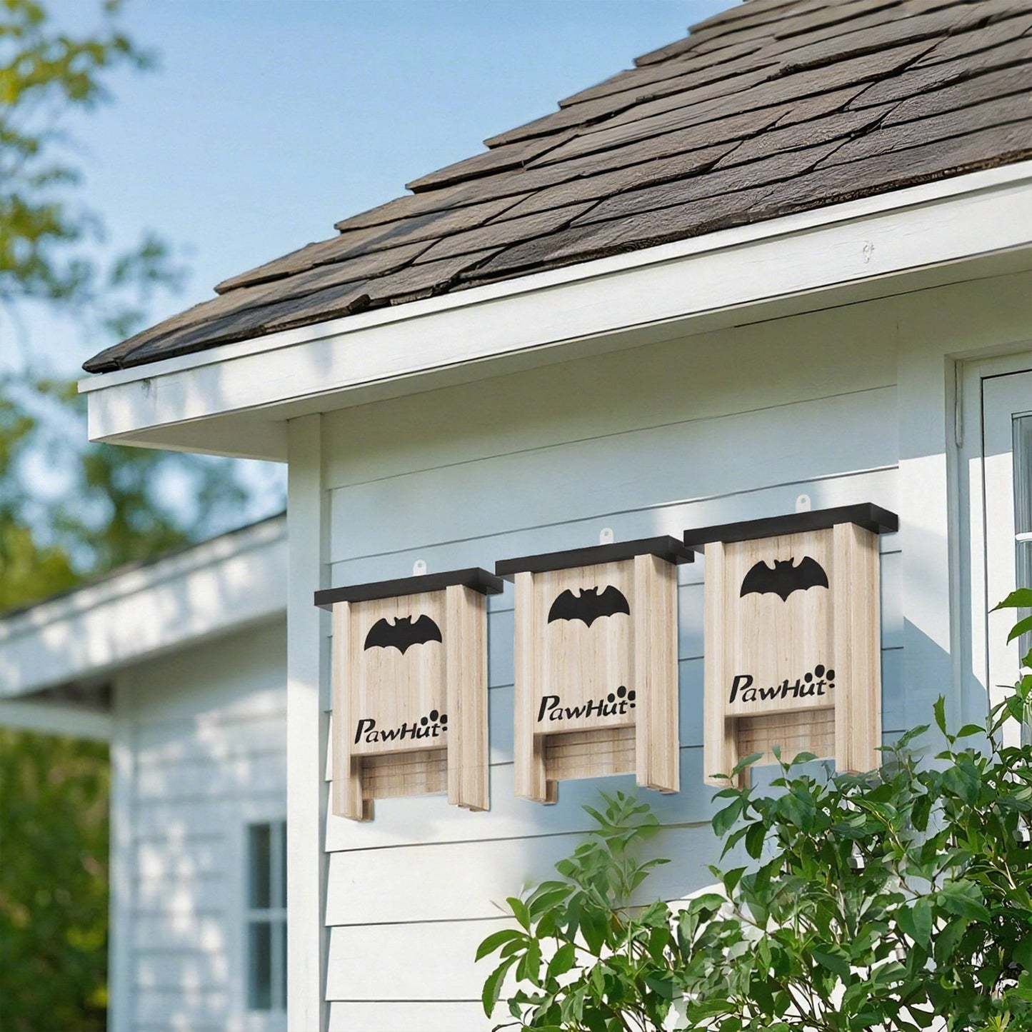 Pawhut Pack De 3 Casas Para Murciélagos De Madera Para Exterior Jardín Natural_1