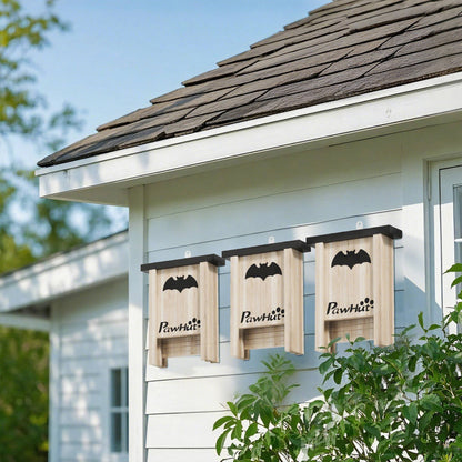 Pawhut Pack De 3 Casas Para Murciélagos De Madera Para Exterior Jardín Natural_1