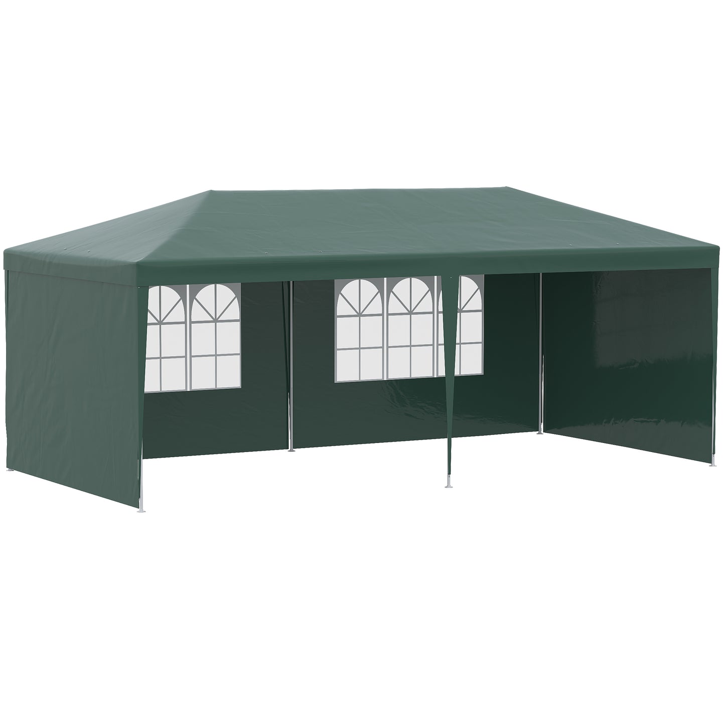 Outsunny Carpa De Jardín 6x3 M Con 4 Paredes Laterales 2 Ventanas Visibles Verde_0