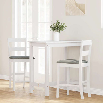 Taburetes De Bar Con Cojines 2 Uds Madera Maciza Blanca Caucho_1