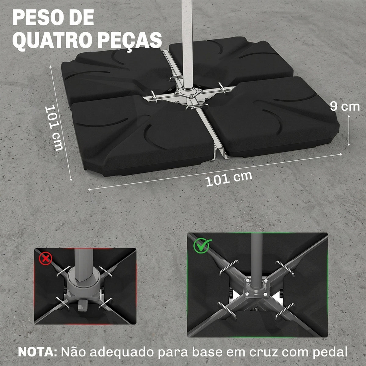 Base Para Sombrilla Outsunny Hdpe Negro 103x103x8.3 Cm_2