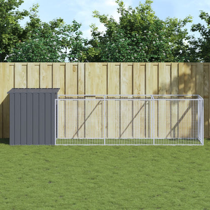 Caseta Para Perros Con Corredor Antracita 110x405x110cm Acero Galvanizado_1