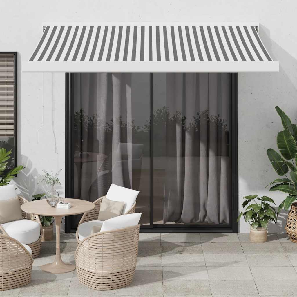 Toldo Retráctil Aluminio Y Tela Antracita Y Blanco 3,5x2,5 M_1