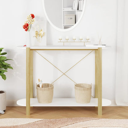 Mesa Consola De Madera Contrachapada Blanco 110x38x75 Cm_1