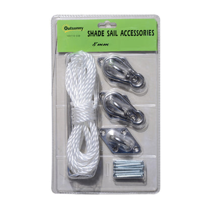 Outsunny Kit De Montaje Para Toldo Vela Fijación Accesorios Cuerda Gancho Acero_1