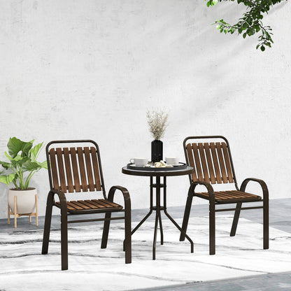 Outsunny Conjunto Jardín Exterior De 3 Piezas Con 2 Sillas Apilables Y Mesa_1