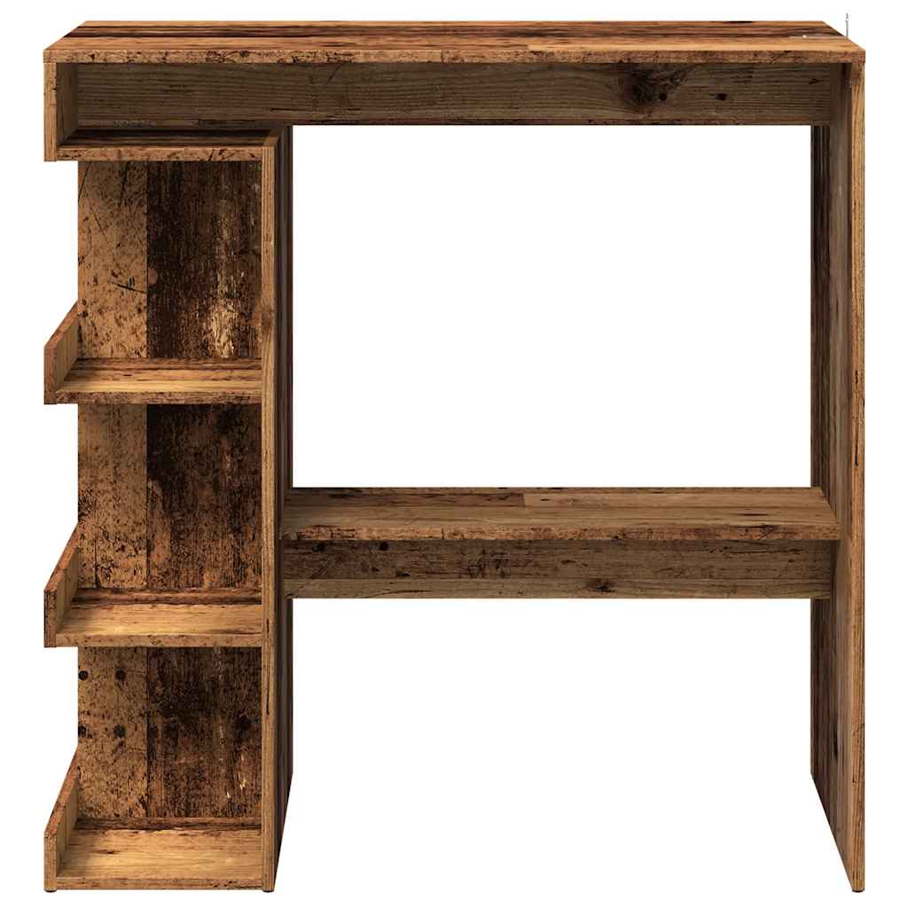 Mesa De Bar Con Estante Madera Envejecida 100x48x101,5 Cm_2