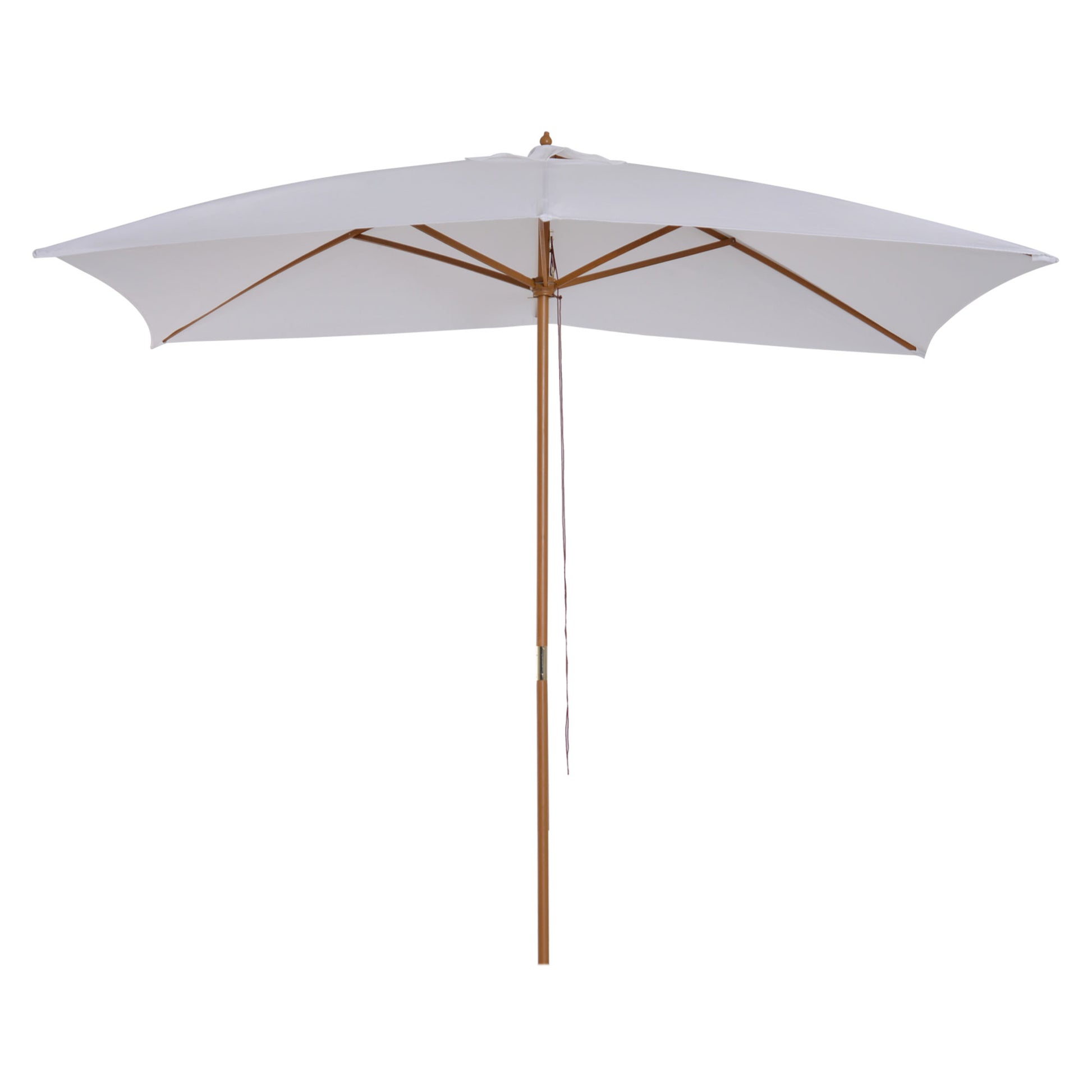 Outsunny Sombrilla Jardín 295x200cm Con Mástil De Madera Y Polea Blanco_0