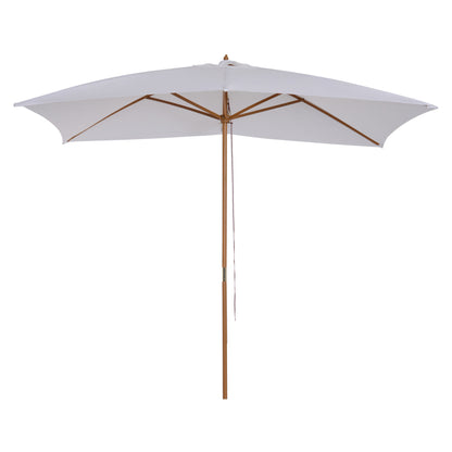 Outsunny Sombrilla Jardín 295x200cm Con Mástil De Madera Y Polea Blanco_0