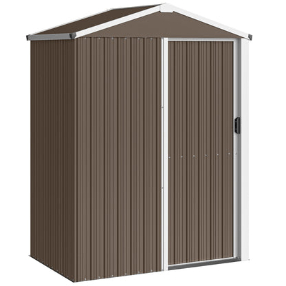 Outsunny Caseta De Jardín Exterior 1,1 M² 136x87x176 Cm Puerta Corredera Marrón_0