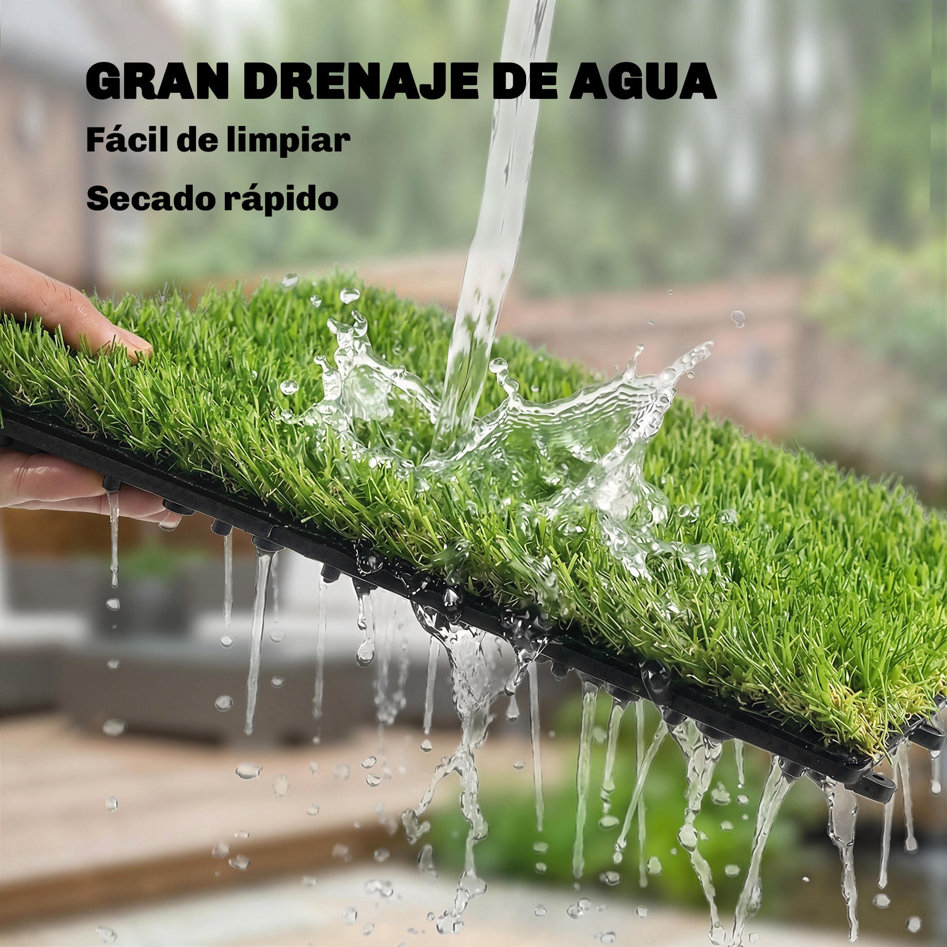 Outsunny Césped Artificial De 22 Piezas 30x30 Cm Altura De Hierba 25 Mm Verde_5