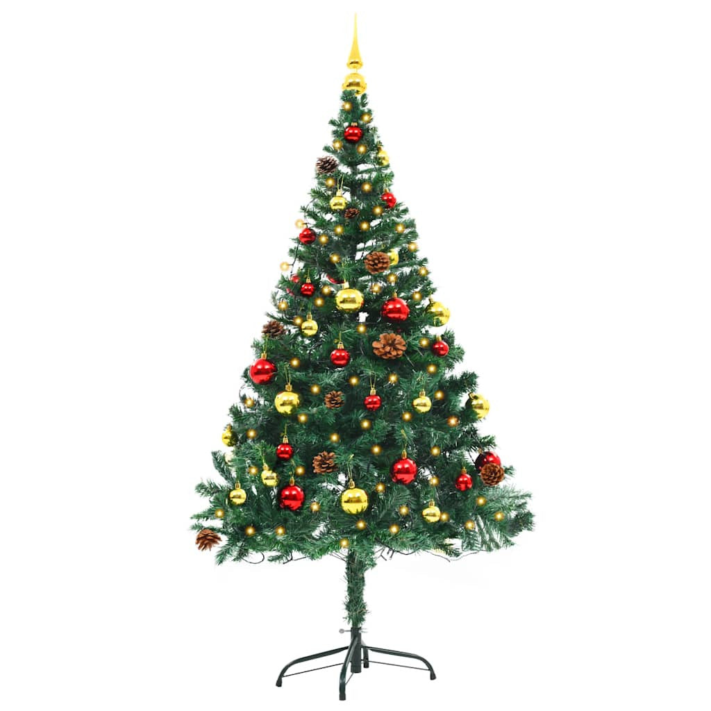 Vidaxl Árbol De Navidad Artificial Con Luces Y Bolas Verde 150 Cm_2