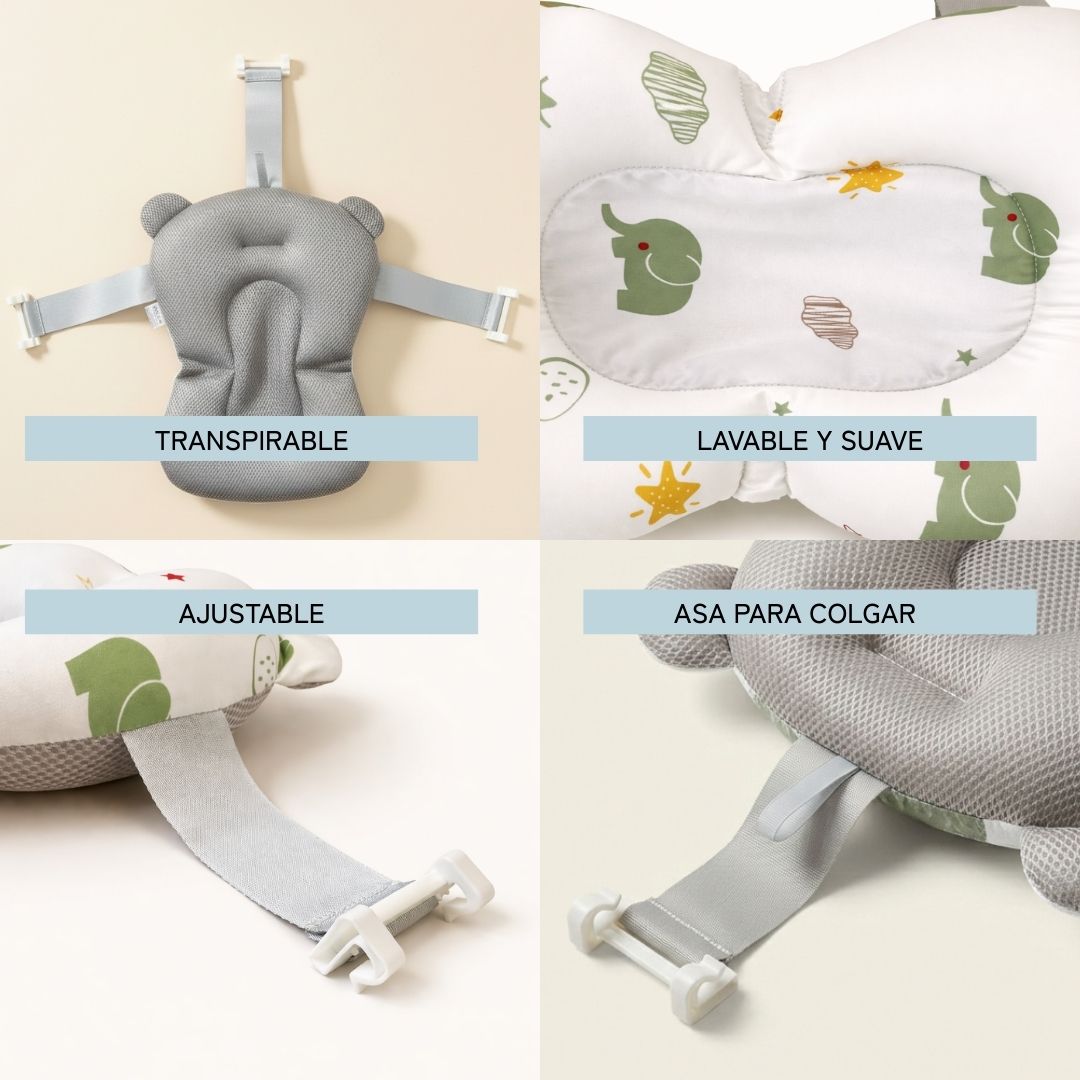 Bathby Cojín De Baño Antideslizante Con Estampado De Elefantes Para Bebés, Cómodo Y Seguro_3