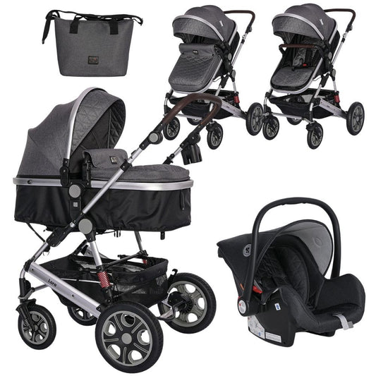 Carro De Bebé Tres Piezas Convertible Lora Hasta 15 Kg Steel Grey_0