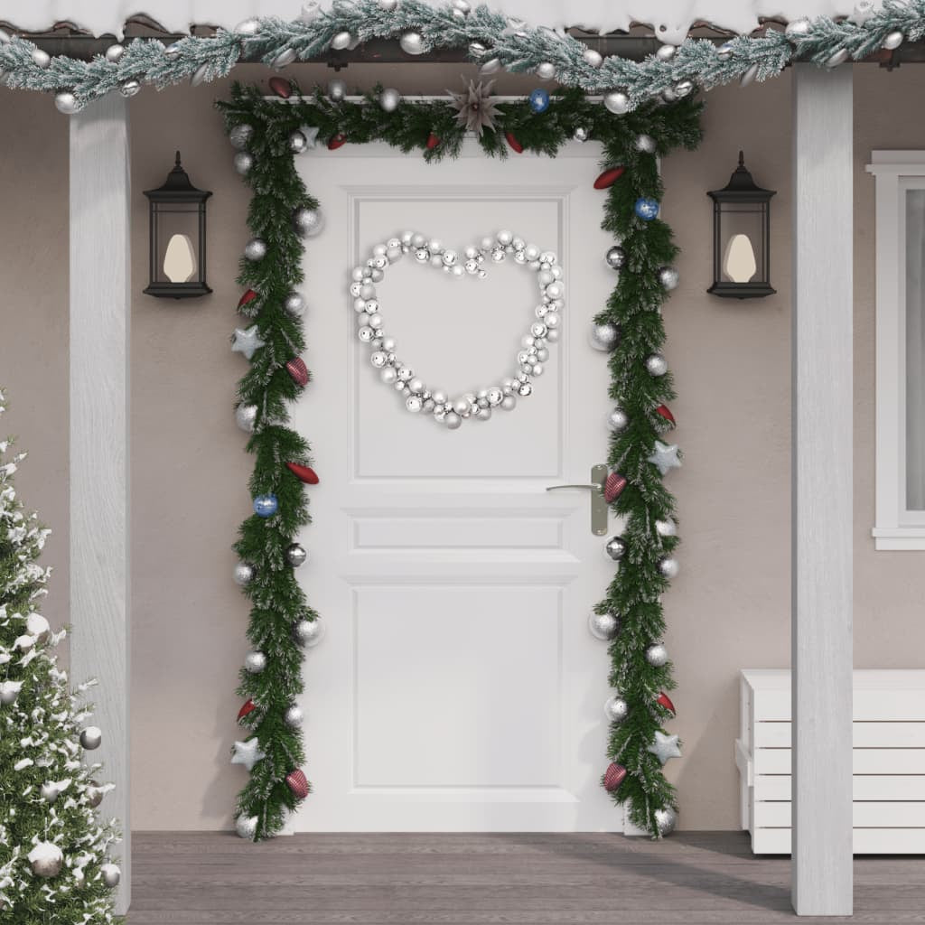 Vidaxl Corona De Bolas De Navidad Poliestireno Plateado 175 Cm_1