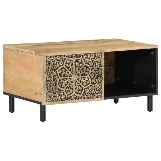 Mesa De Centro De Madera Maciza De Mango 80x50x40 Cm_0