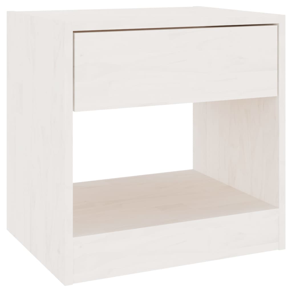 Mesitas De Noche 2 Uds Madera Maciza De Pino Blanca 40x31x40 Cm_3