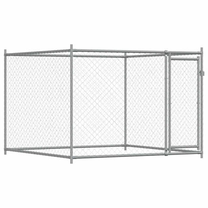 Jaula De Perros Con Puerta Acero Galvanizado Gris 2x2x1,5 M_0