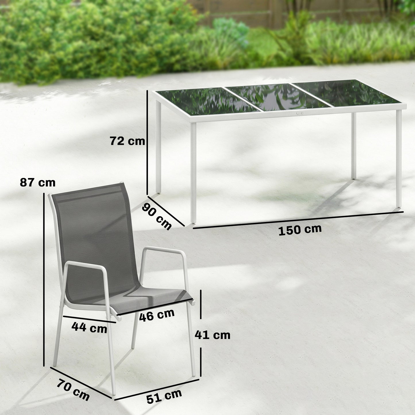 Outsunny Conjunto De Mesa Y Sillas Jardín De 7 Piezas Con Sillas Transpirables_2