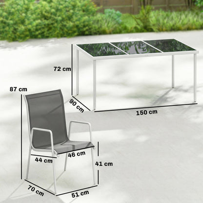 Outsunny Conjunto De Mesa Y Sillas Jardín De 7 Piezas Con Sillas Transpirables_2