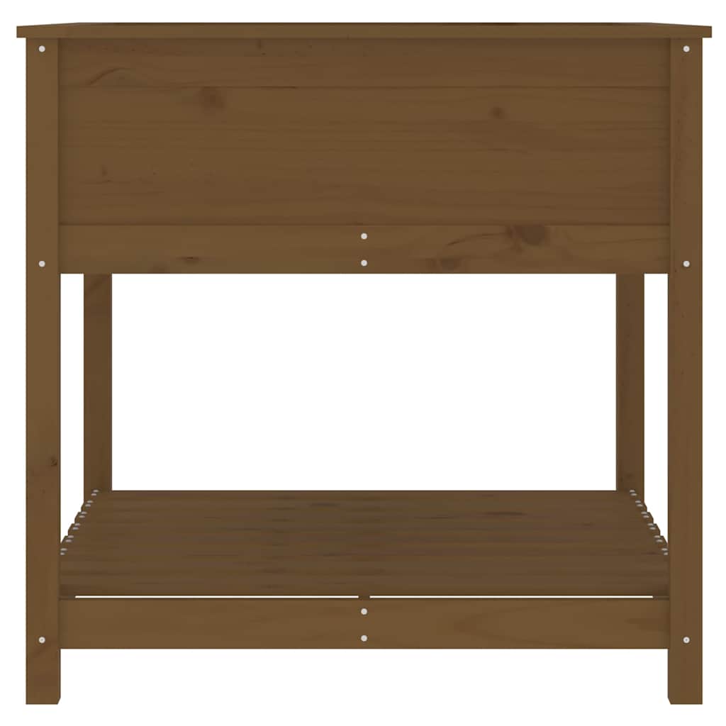 Jardinera Con Estante Madera Maciza Pino Marrón 82,5x82,5x81 Cm_5