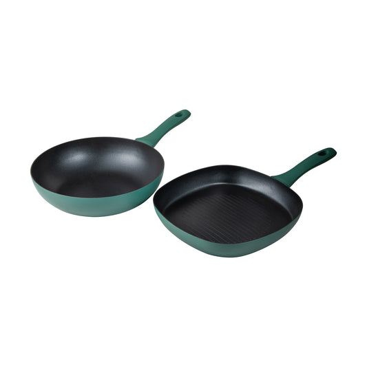 Juego De 2 Sartenes Aluminio Prensado Inducción Wok + Grill San Ignacio Media_0