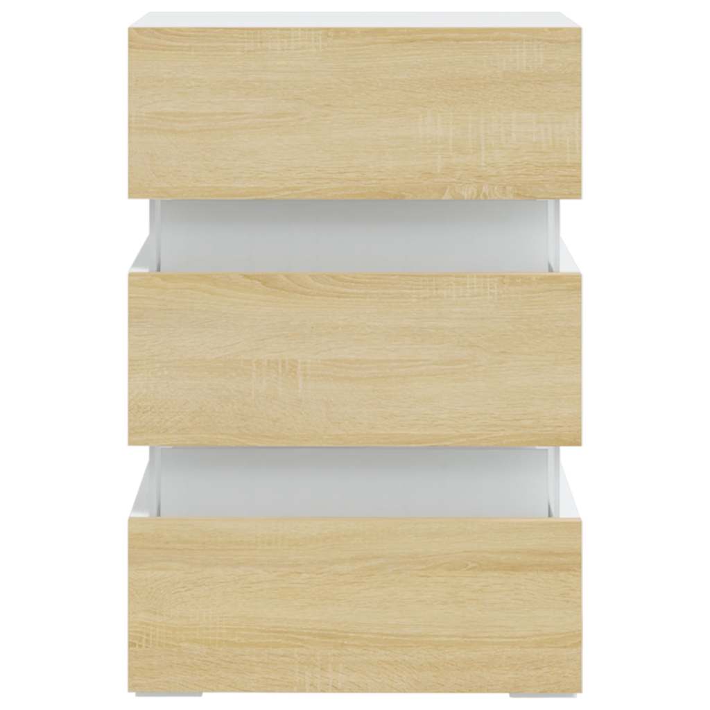 Mesita Noche Led Blanco Y Sonoma Madera Ingeniería 45x35x67 Cm_4