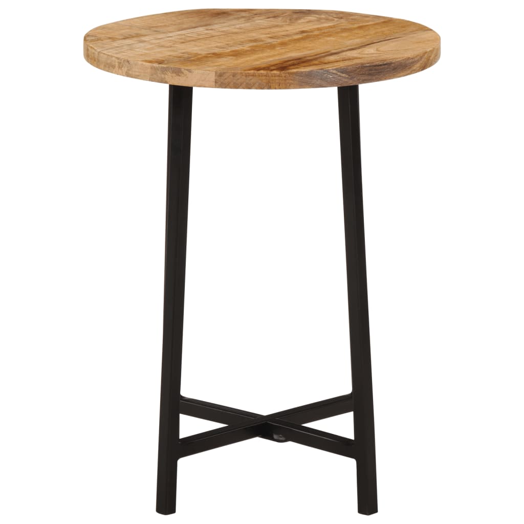 Mesa De Centro Hierro Y Madera Maciza De Mango 35x35x45 Cm_0