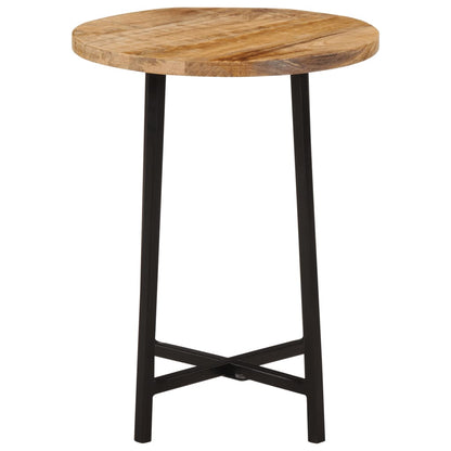 Mesa De Centro Hierro Y Madera Maciza De Mango 35x35x45 Cm_0