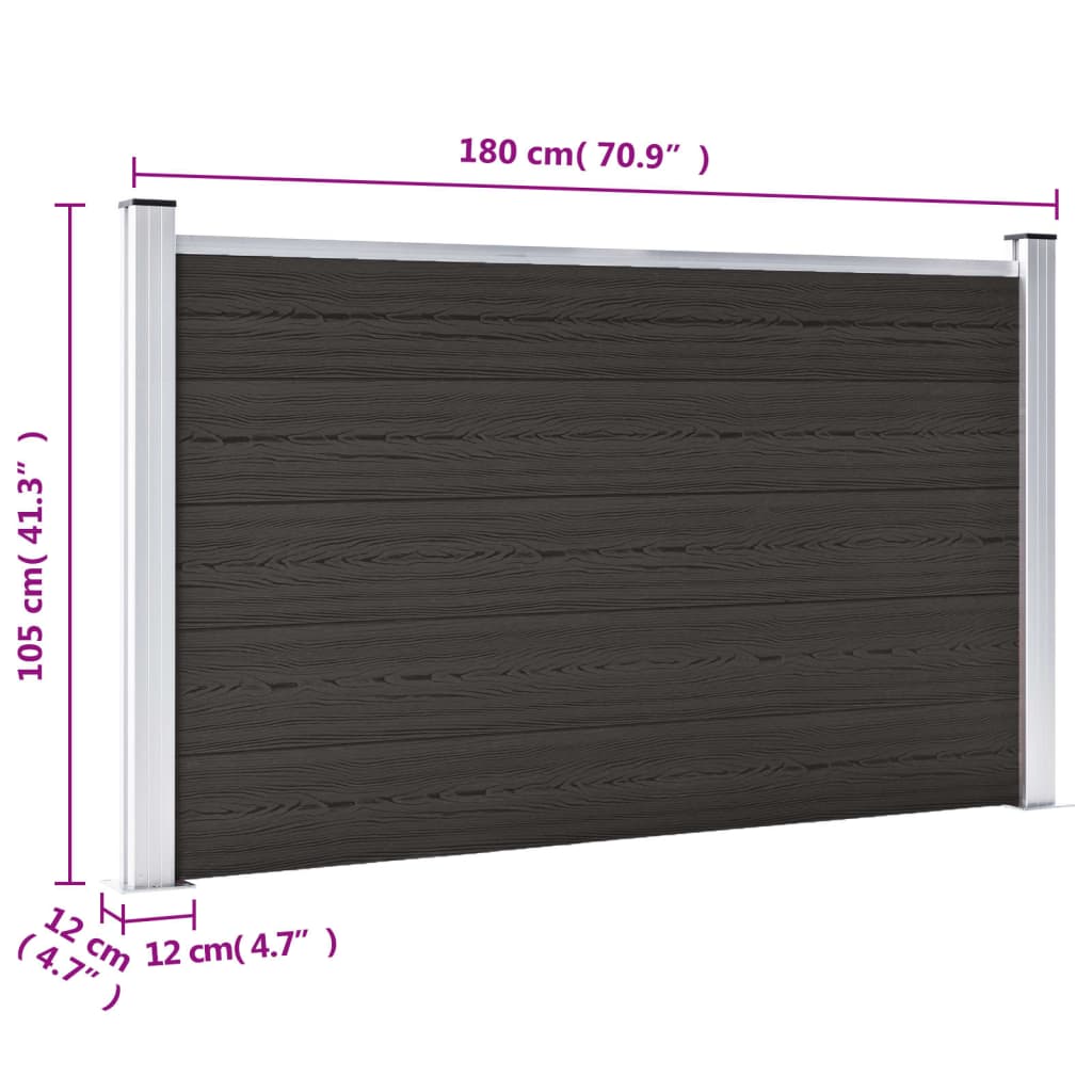 Panel De Valla Wpc Negro 180x105 Cm / Vetonek_5
