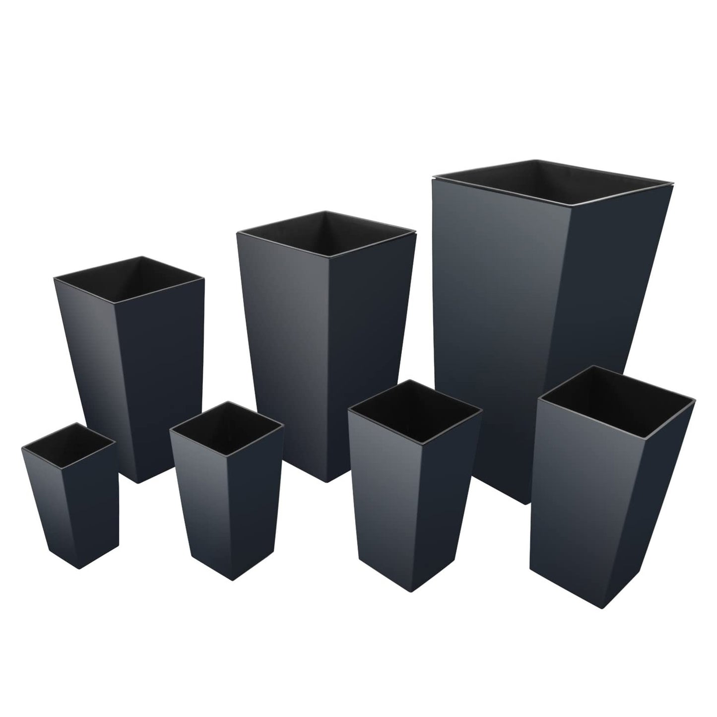 3x Maceta Alta Urbi 2 Litros, De Plastico, 12,6 X 12,6 X 20 Cm En Color Antracita_3
