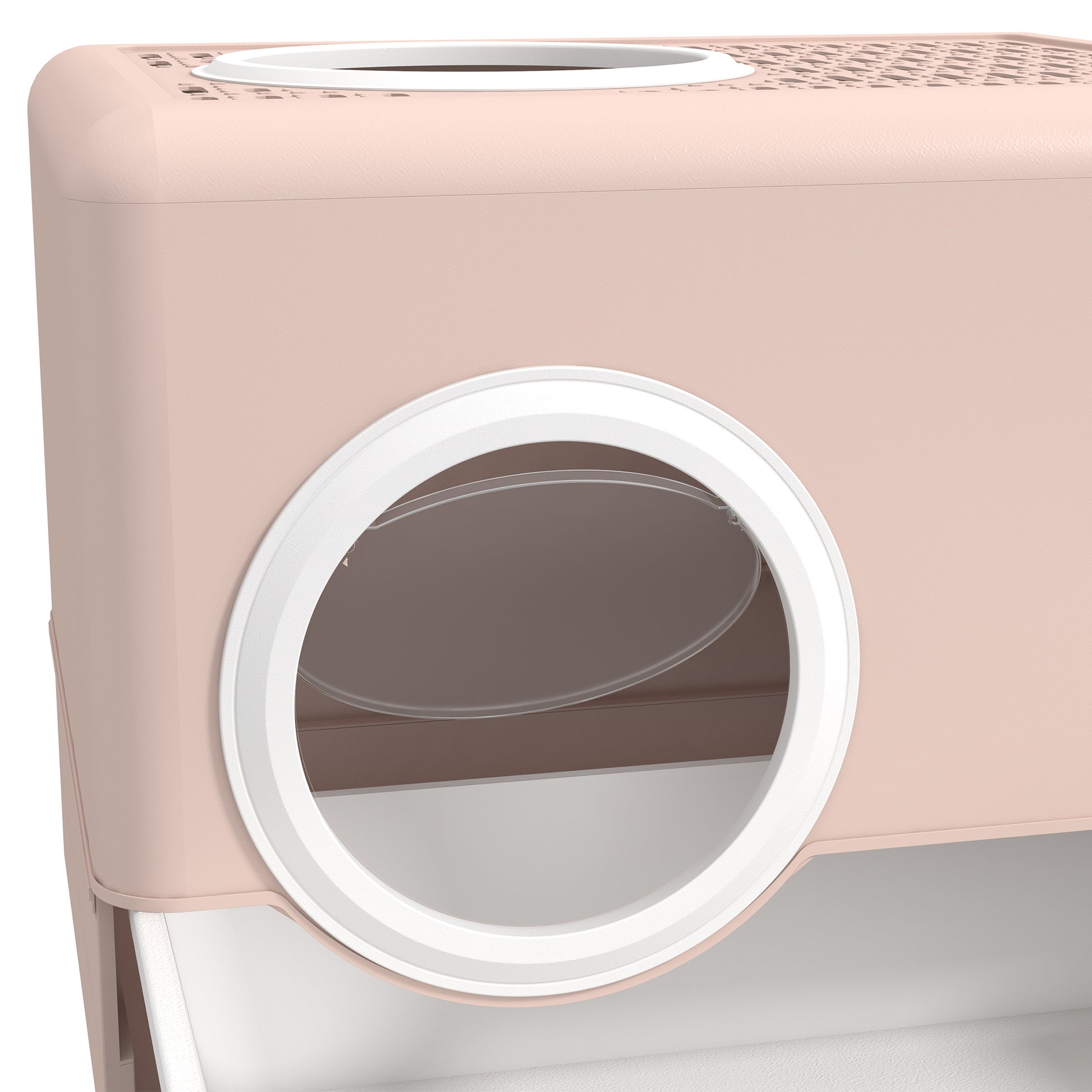 Pawhut Arenero Para Gatos Con Pala Bandeja Extraíble Puertas 52x41x38,5cm Rosa_3
