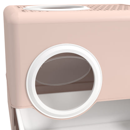 Pawhut Arenero Para Gatos Con Pala Bandeja Extraíble Puertas 52x41x38,5cm Rosa_3