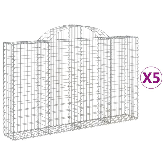 Cestas De Gaviones 5 Uds Forma De Arco Hierro 200x30x120/140 Cm_0