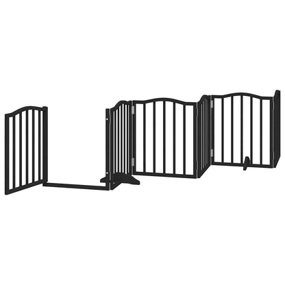Vidaxl Puerta Para Perros Plegable 6 Paneles Madera Álamo Negra 300 Cm_3