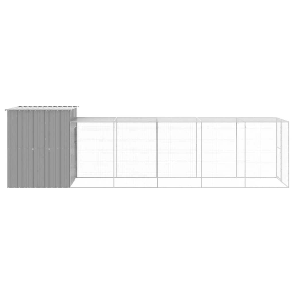 Vidaxl Gallinero Con Corral Acero Galvanizado Gris Claro 165x659x181cm_3