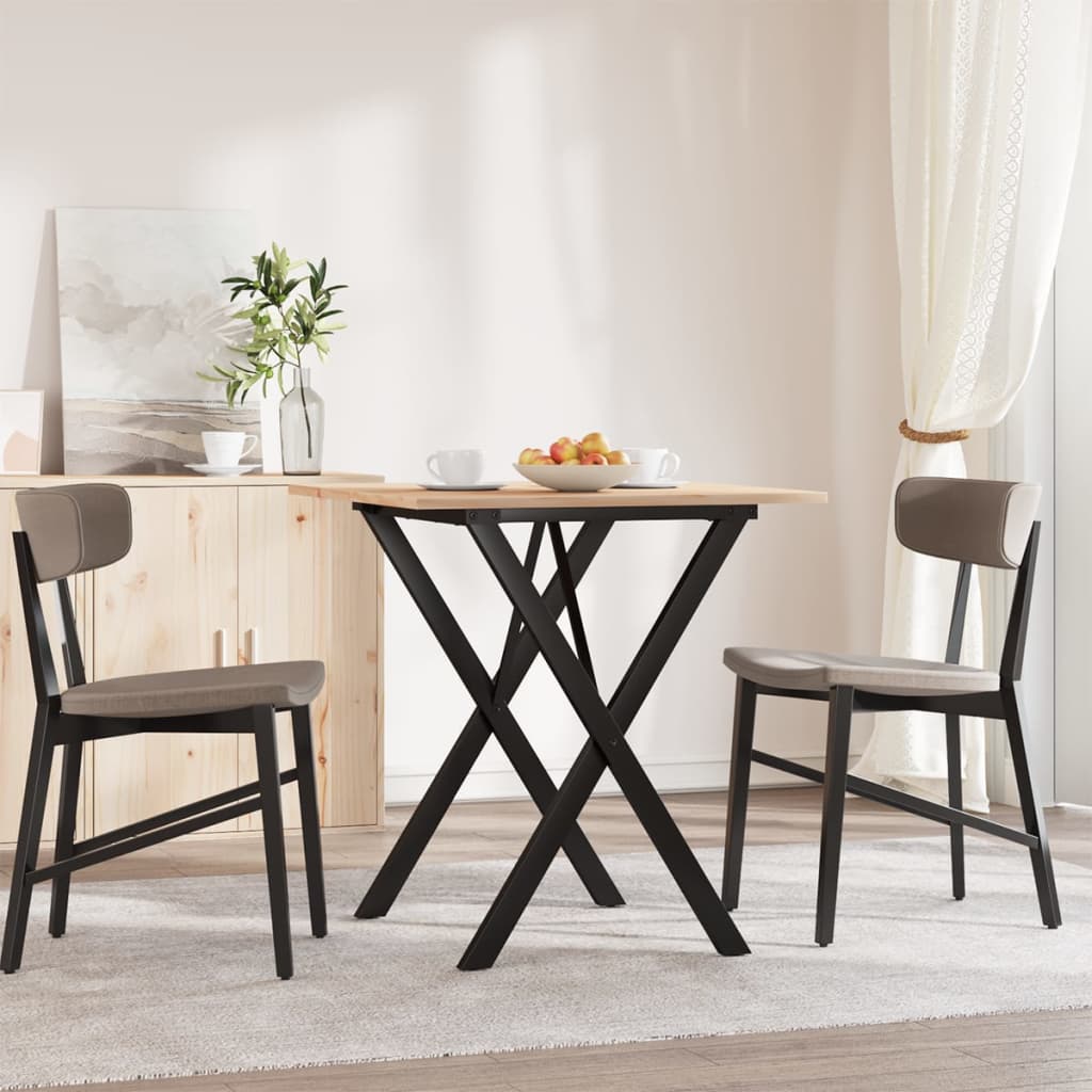 Mesa De Comedor Marco X Madera Maciza Pino Y Acero 60x60x75 Cm_1