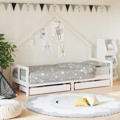 Vidaxl Estructura Cama Niños Con Cajones Madera Pino Blanco 80x200 Cm_1