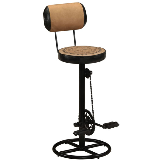 Taburetes Cocina 2 Uds Piel Cabra Estampado Lona Marrón Negro_0
