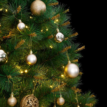 Vidaxl Árbol De Navidad Artificial Con Bisagras 300 Led Y Bolas 180 Cm_1