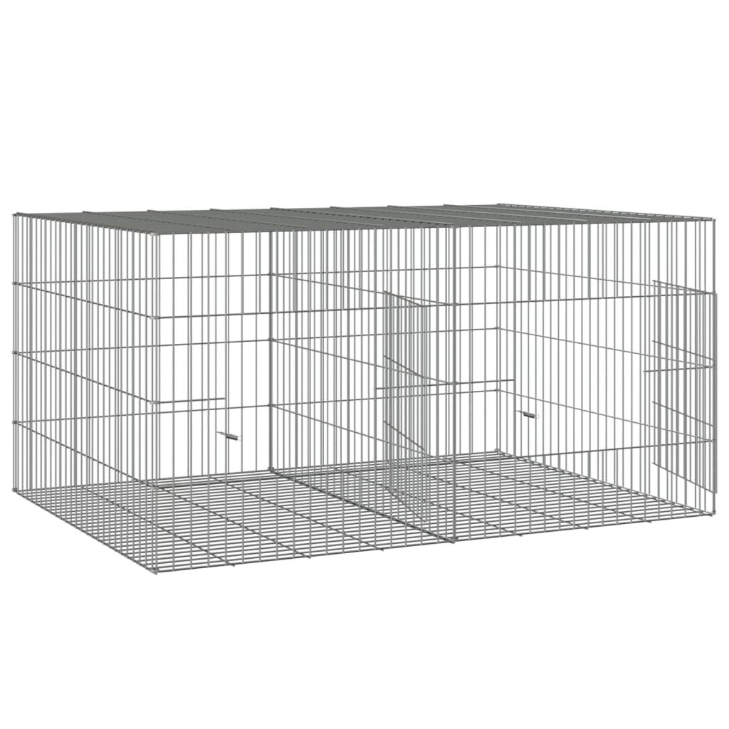 Vidaxl Jaula Para Conejos 2 Paneles Hierro Galvanizado 110x79x54 Cm_3