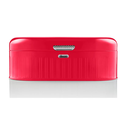 Retro Bin Panera De Mesa Para Guardar Pan, Bollería, Diseño Vintage, Bread Bin, Caja Metal Swan Swka1014rn, Rojo